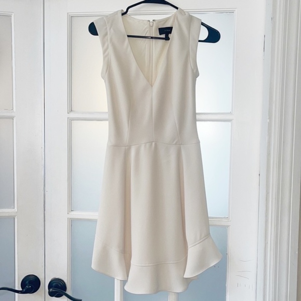 J.Crew v-neck dress in ivory / off white / cream size 000 - xxxs